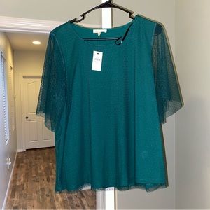 Loralette Emerald Green Polka Dot Blouse – Size 18 – New With Tags (NWT)